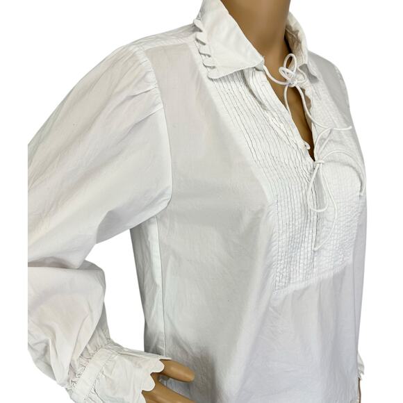 J. Crew Scalloped Cotton Poplin Popover Top White BL156 Size S - Picture 11 of 14